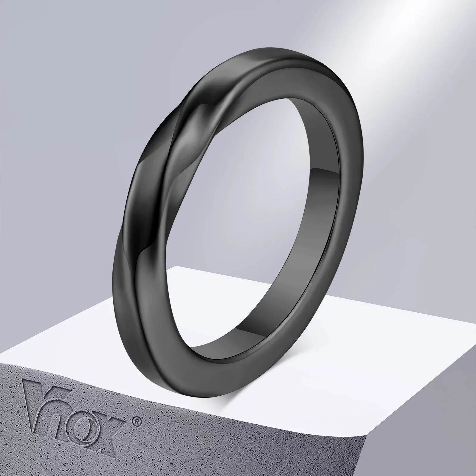 Vnox 3mm Monius Ring for Men, Twisted Stainless Steel Finger Band, Unisex Eternity Love Promise Ring