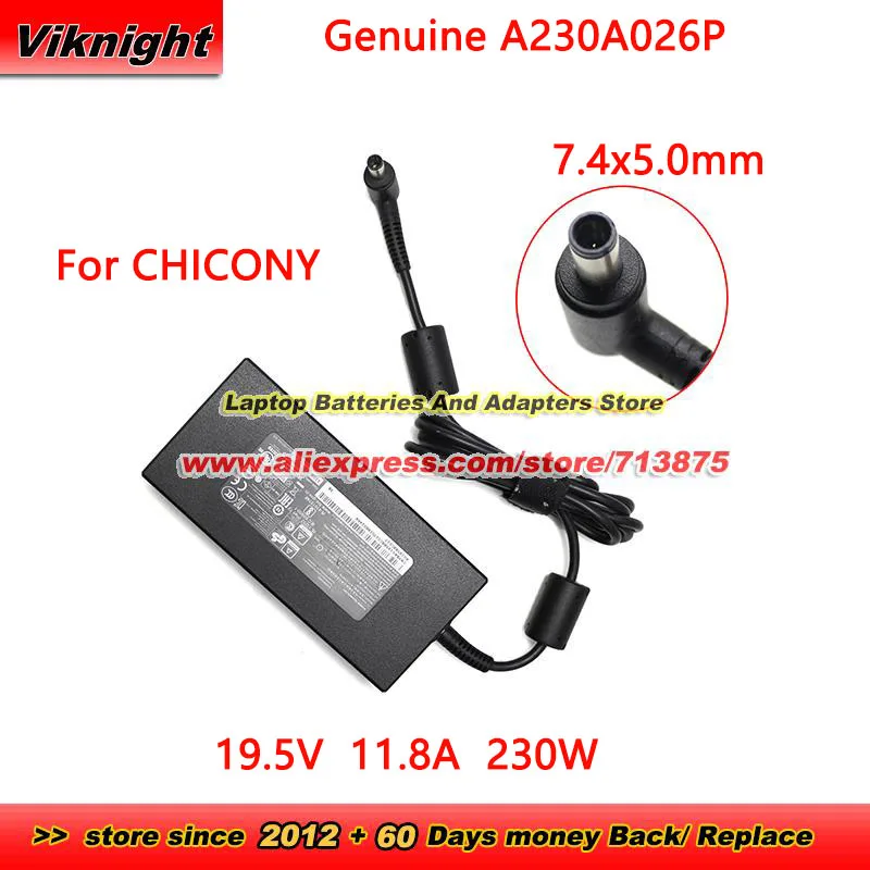 Genuine Chicony A230A026P AC Adapter A17-230P1A 19.5V 11.8A 230W A230A006L A230A011L for Aftershock FORGE 15R H5-OLED 7.4x5.0mm