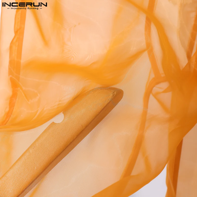 INCERUN الرجال السراويل شبكة المرقعة انظر من خلال سستة ركض مثير بنطلون الرجال الشارع الشهير 2025 كتلة اللون موضة الرجال السراويل الطويلة #6