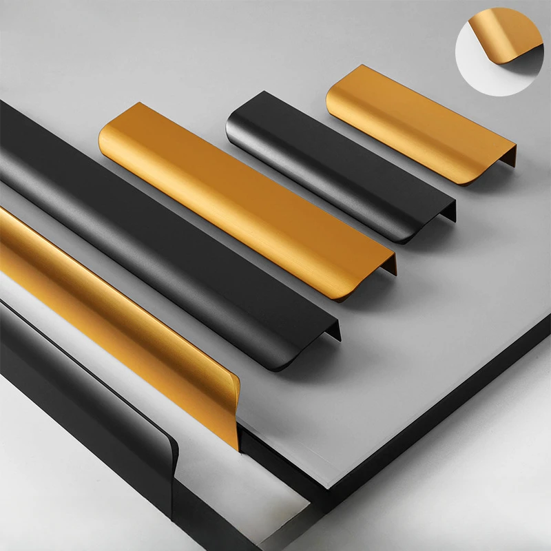 Edge Finger Tab Pull for Cabinets Kitchen Concealed Drawer Pulls Aluminum Hidden Door Handle Home 5Pack Length Easy Installation
