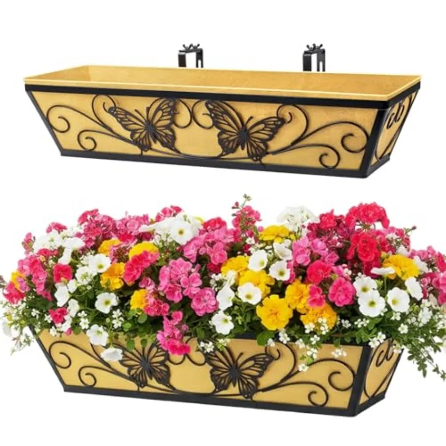 

Подвесные ящики-кашпо для оконных и балконных решеток с регулируемыми кронштейнами для веранды, террасы, балкона, декоративные, для цветов и бабочек