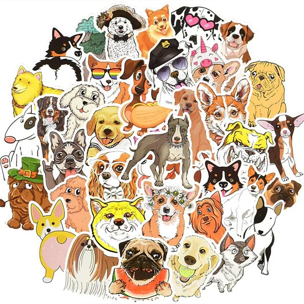 50/100 pçs bonito cão animal portátil adesivos engraçado dos desenhos animados provérbio animal adesivos diy notebook guitarra geladeira computador telefone decalques