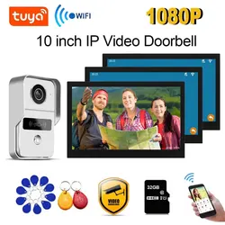 TUYA 1080P 10 Inch 3 LCD Touch Screen WiFi  Smart Home Wireless Video Door Phone RFID Access Control System for Villa Apartment