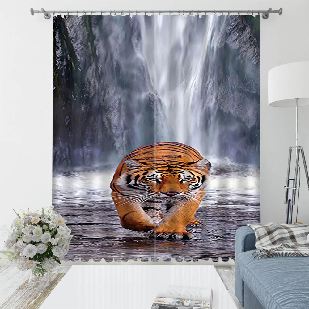 photo Blackout Window Drapes Luxury 3D Curtains For Living room tiger curtains personality curtains