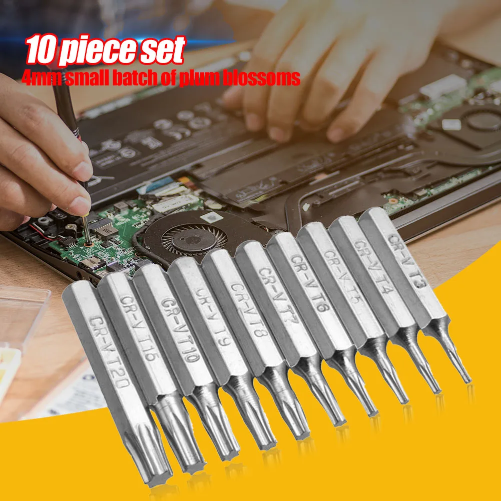 10pcs Plum Blossoms Screwdriver Bit Professional 4mm Plum Blossoms Repair Bit Hand Tool for Repairing Mobile Computer