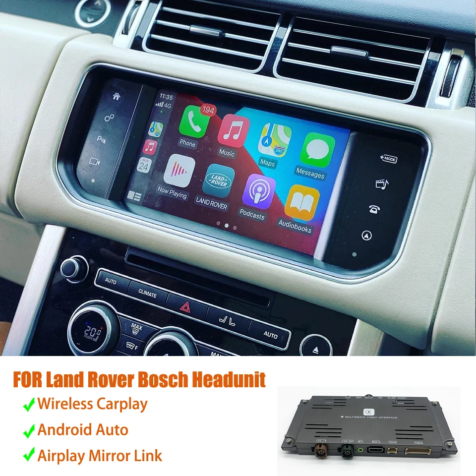 Interfaz de sistema inalámbrico Android Auto CarPlay para Range Rover Sport Velar Evoque Discovery 4 5 Defender Bosh Radio caja de actualización