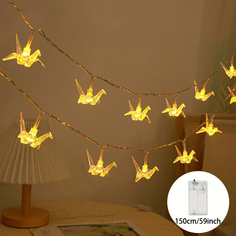 Crane LED String Lights Mini Vintage Christmas Halloween Wedding Party Decorative Battery String Lights Patio Garden Home