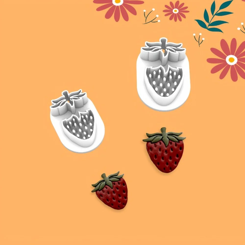 2Pcs Strawberry Polymer Clay Cutters Hollow Berry & Leaf Molds for Boho DIY  Handmade Earrings Necklaces & Keychains  Crafts - view 4