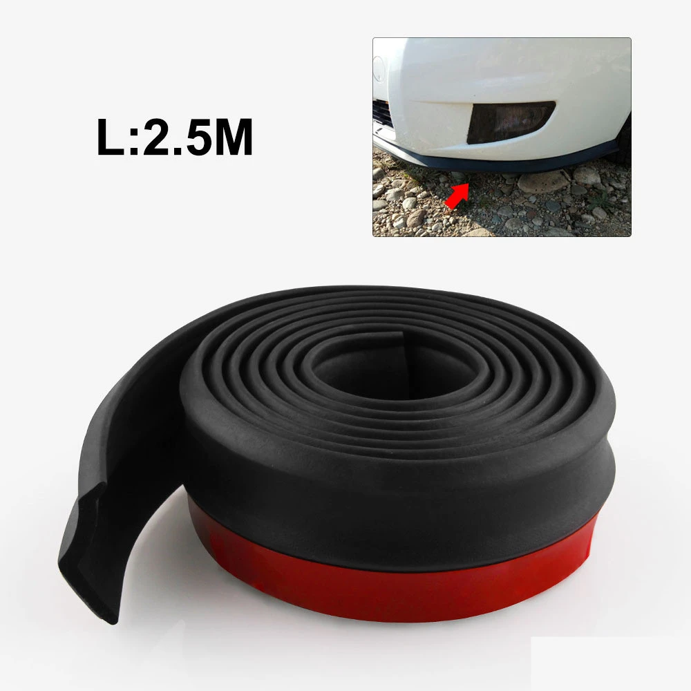 

2.5M Car Bumper Lip Strip Car Front Bumper Lip Rubber Car Bumper Protectors Exterior Mouldings 65mm Width