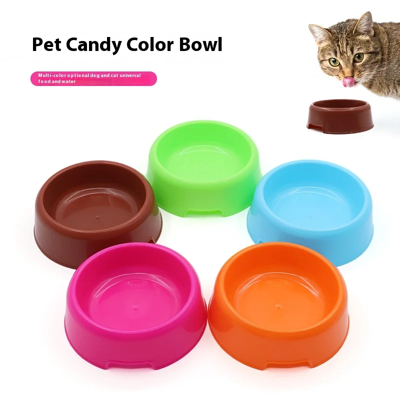 

Candy Color Pet Bowl – Round Non-Tip Plastic Dish for Dogs & Cats – BPA-Free