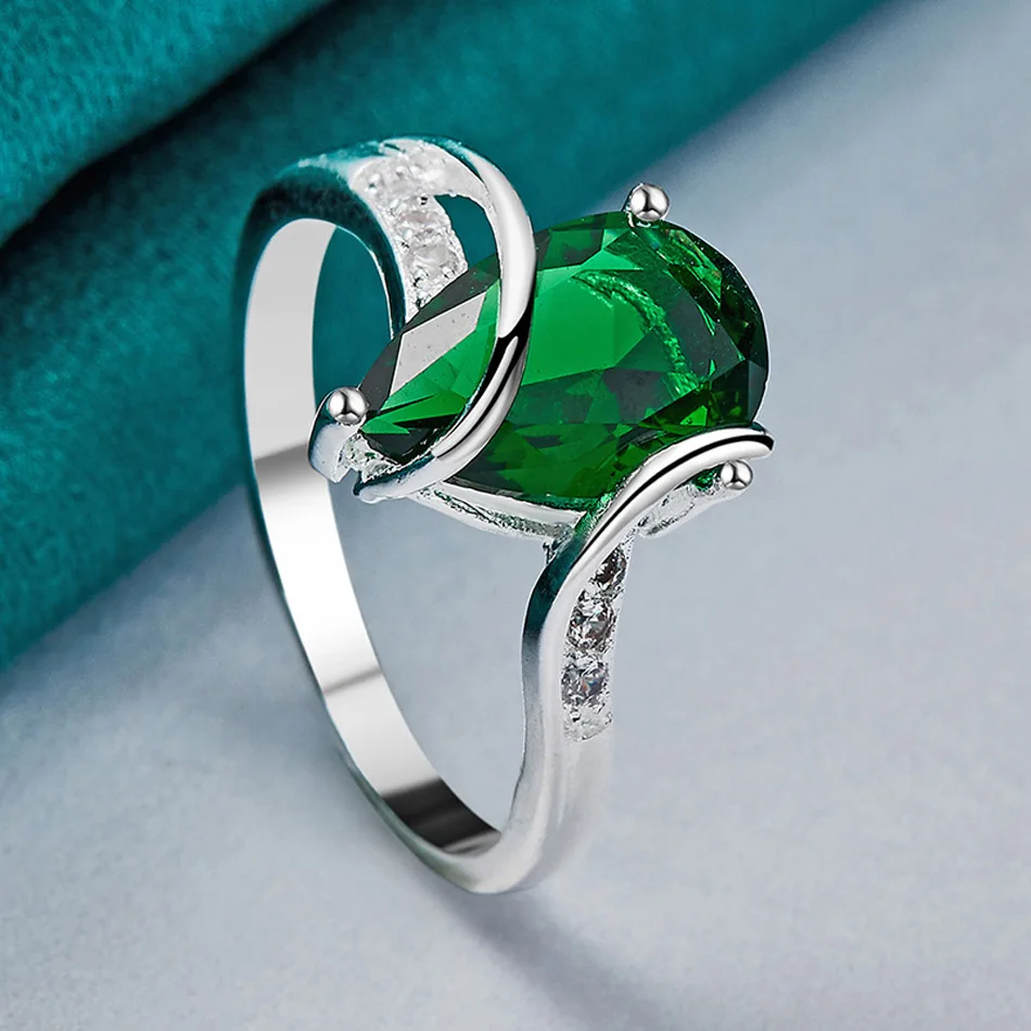 URMYLADY Wassertropfen aus 925er Sterlingsilber, Türkis, 7–10 # Ring für Frauen, Hochzeit, Charm, Verlobung, Modeschmuck – Detail 4