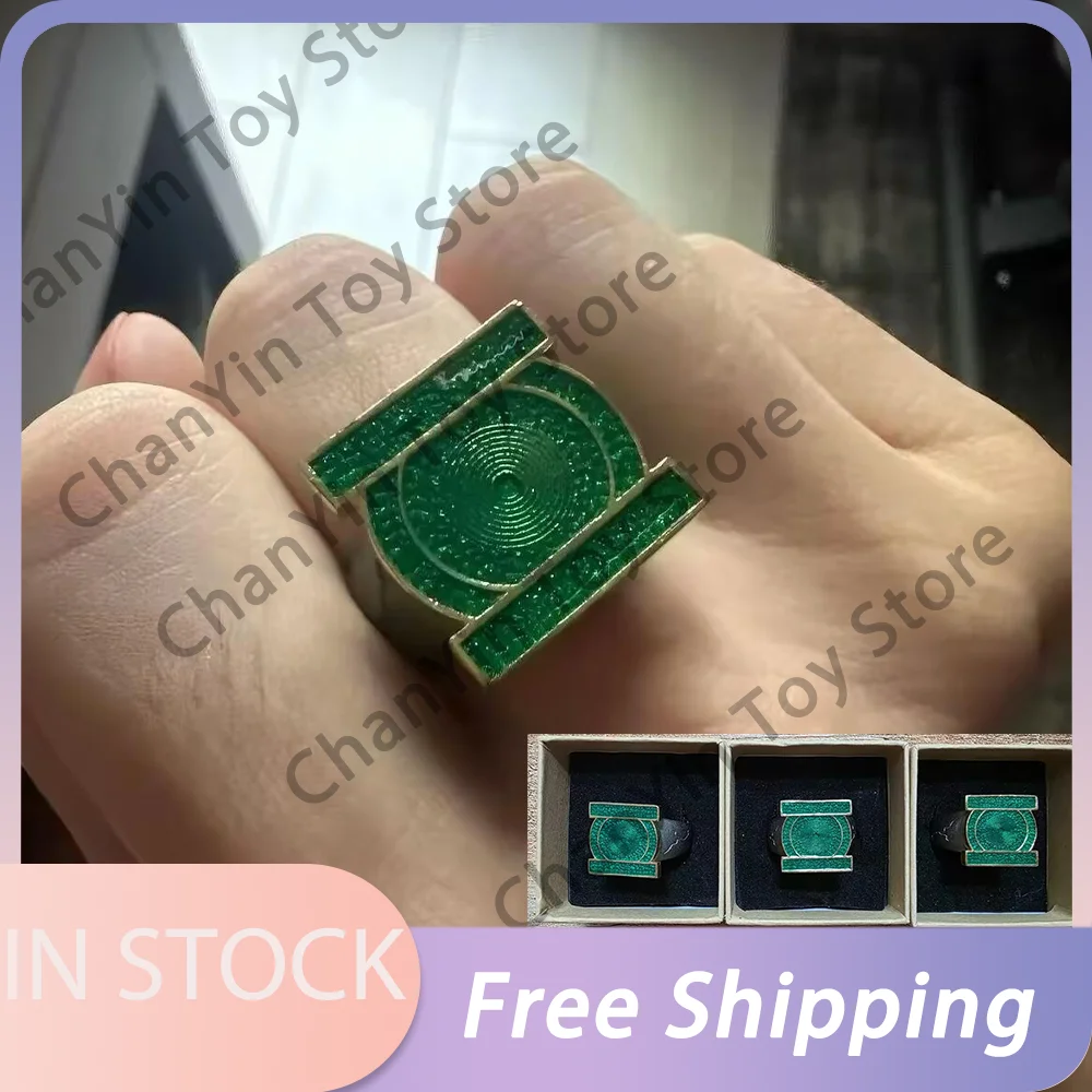 In Stock Hot Sales John Stewart Green Lantern Ring Cosplay Metal Ring For Men Metal Finger Jewelry Decoration Accessories