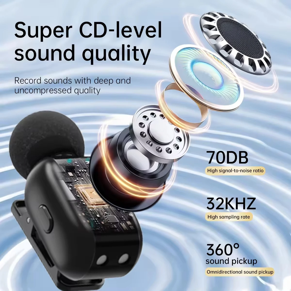  SX35 Super Mini Lavalier Microphone, Wireless Lapel Mic for Outdoor Live Streaming, Noise Reduction Compatible with Smartphone