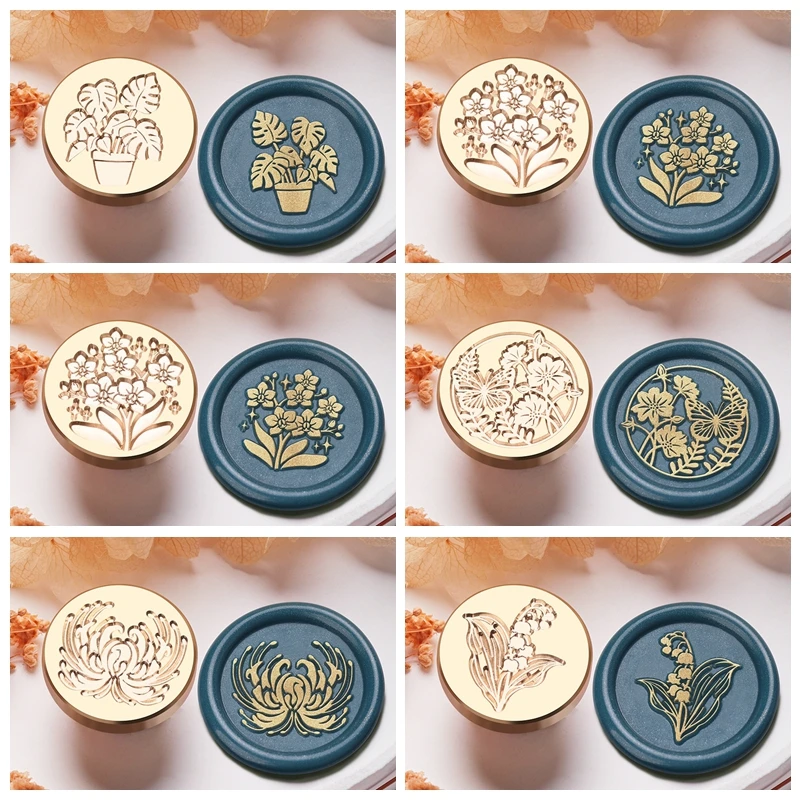 Retro Flower Plants Series Wax Seal Stamp Sealing Stamp Head For Scrapbook Envelopes Wedding Invitations Gift Cards Packaging