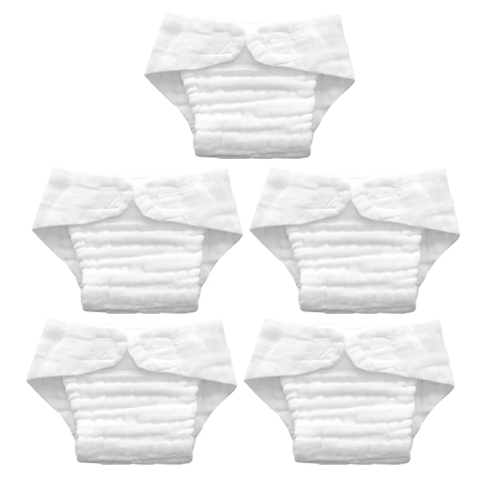 

5pcs Reusable Cotton Diapers M Size White Baby Cloth Nappy Inserts Washable Gauze Diaper Pad Toddler Swim Newborn