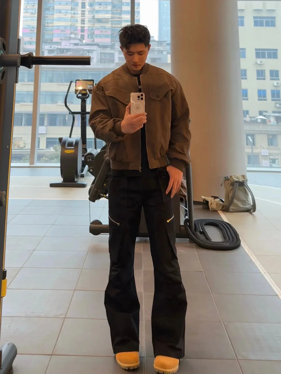 

Мужские рабочие брюки Bla для лесозаготовительных работ, весенне-осенние, с множеством карманов, плиссированные, в стиле парашютиста, Cleanfit, расклешенные, прямого кроя