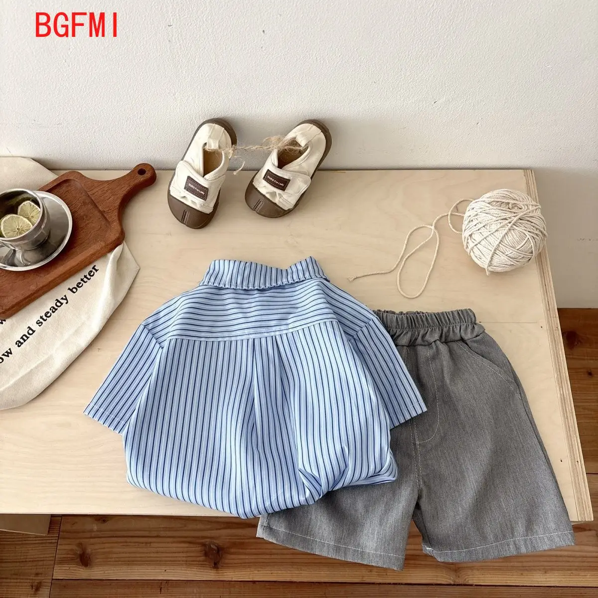 Summer 2pcs Set Kids Clothes Boys Infant Outfits Set 2026 New Neckties Shirts + Shorts Handsome Baby Boy Preppy Style Set 1-8Y