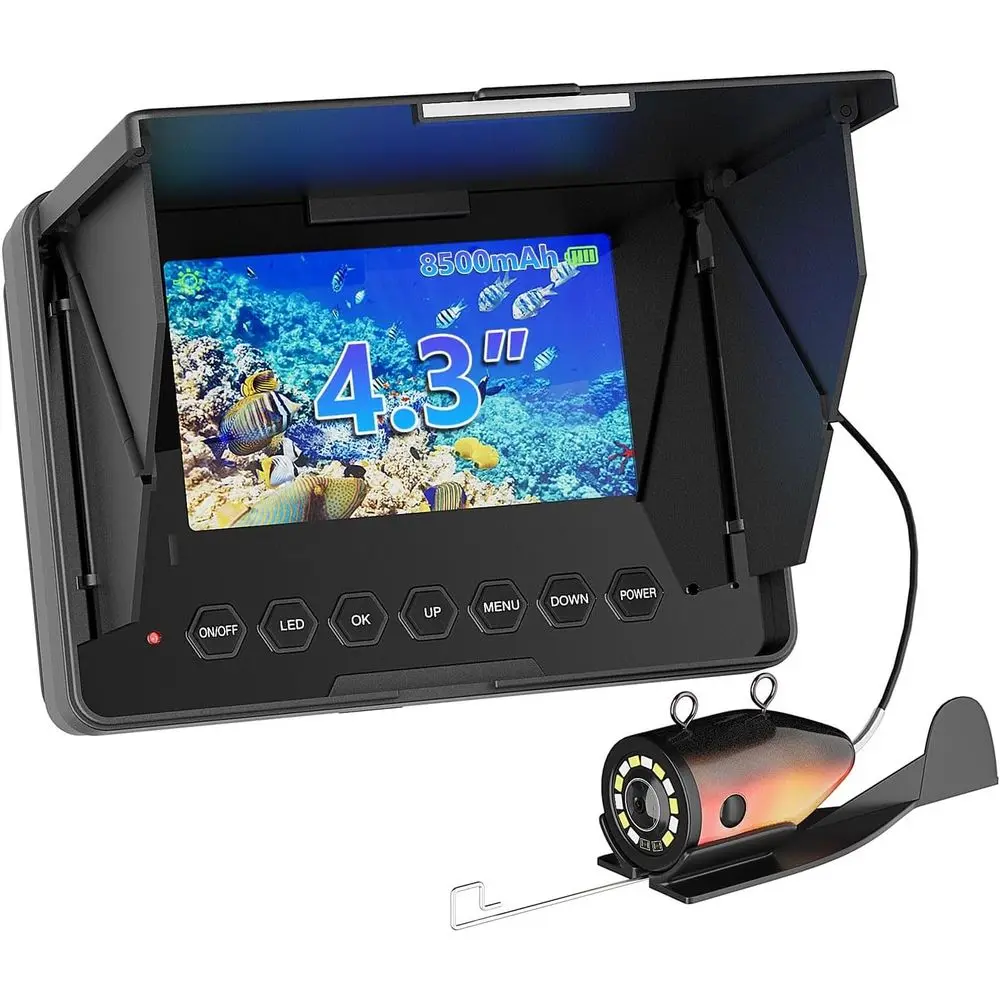 

Камера для подводной рыбалки 4,3 дюйма, переносная камера для рыбалки 1200 ТВЛ с аккумулятором емкостью 8500 мАч, инфракрасная подсветка, 165 г. ° Широкоугольный, 50 футов C