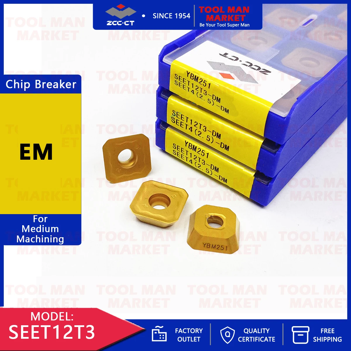 

Фрезы ZCC CT Original SEET12T3-EM, твердосплавные токарные и фрезерные инструменты SEET 12T3 EM