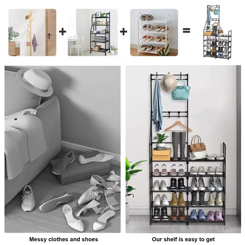5-Tier Shoe Rack Shoe Storage Organizer, Freestanding Coat and Shoe Rack, 25-30 Pairs Shoe Shelf for Entryway Closetwhite Icon