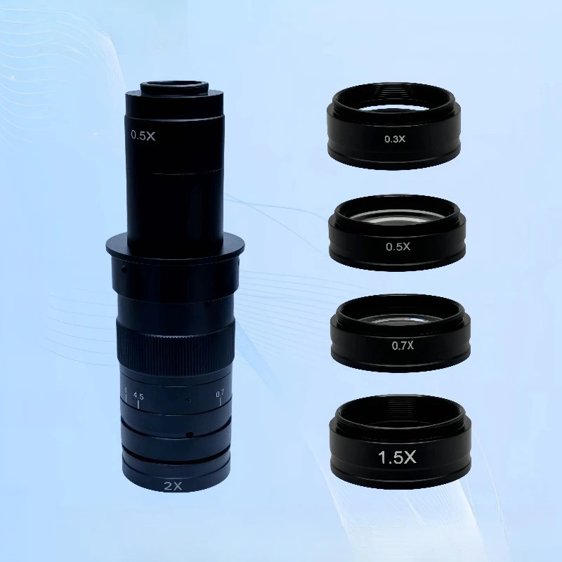 Objectif auxiliaire monocylindre 10A pour microscope, grossissements 0.3X/0.5X/0.7X/2X, interface 42mm, lentille réductrice multiplicatrice