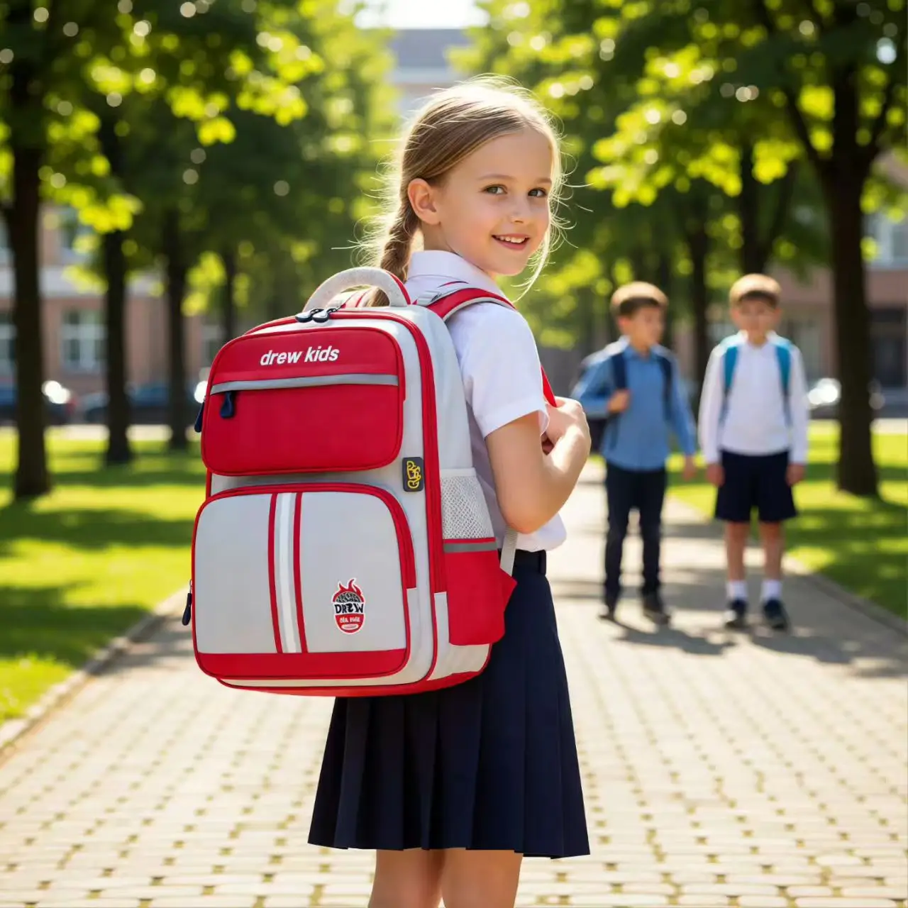 British Style Backpack for Grades 1-4,Spine-Protection School Bag for Boys Girls,Ergonomic Kids Backpack,Back to School