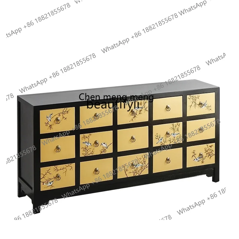 

New Chinese-style painted furniture Solid wood decorative chest cabinet Entrance foyer Locker Classical bedroom