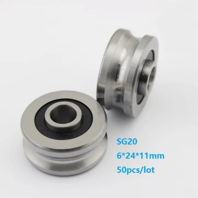 

20 шт./50 шт. SG20 6x24x11 мм U-образный роликовый подшипник, роликовый колесный шкив, шарикоподшипник, направляющая гусеница 6*24*11 мм