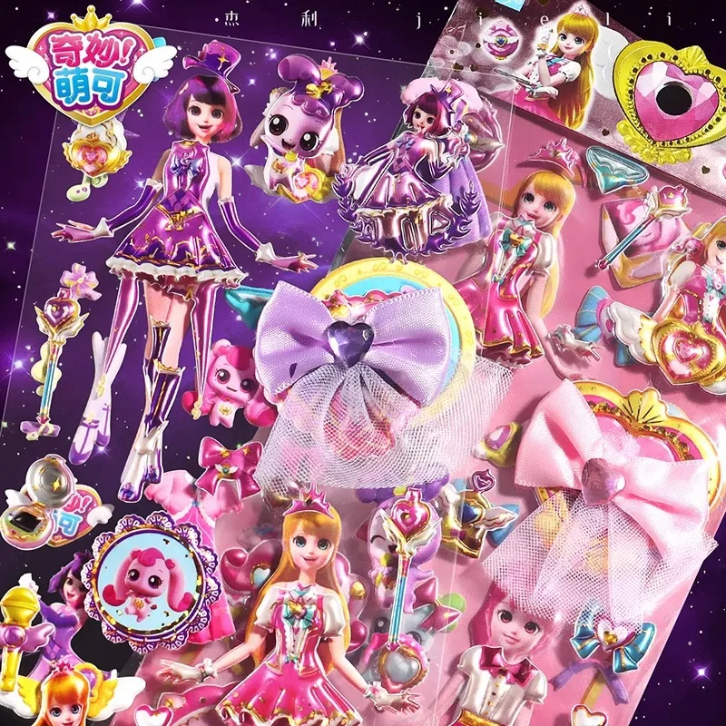 Em estoque adolescente bonito princesa magia vestir-se 3d bolha adesivos menina brinquedos crianças bebê colar pintura