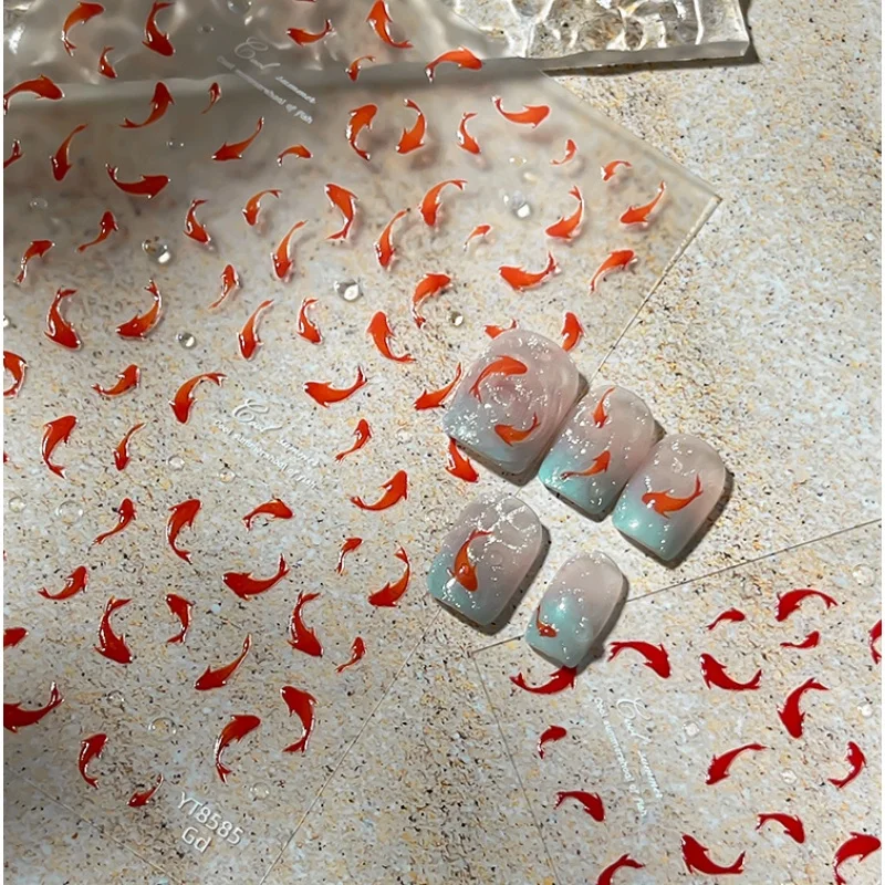 Summer Lucky Koi Cute Red Koi Nail Stickers Exquisite Fish Nail Decorations Stickers Self Adhesive Nail Art Stickers Accessories