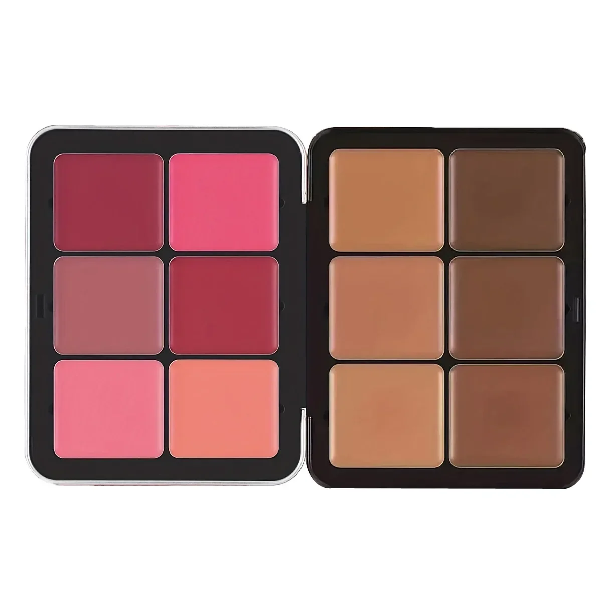 

12-Color Iron Box Concealer Blush 2 IN 1 Plate Matte Multi-Color Concealer Cream Blush Contour and Highlighter Palette Blush