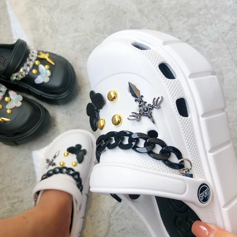 Fashion Women Slippers Sandals Punk Platform Clogs With Charms Thick Sole EVA Flip Flops Comfortable Casual Shoes For Female 41