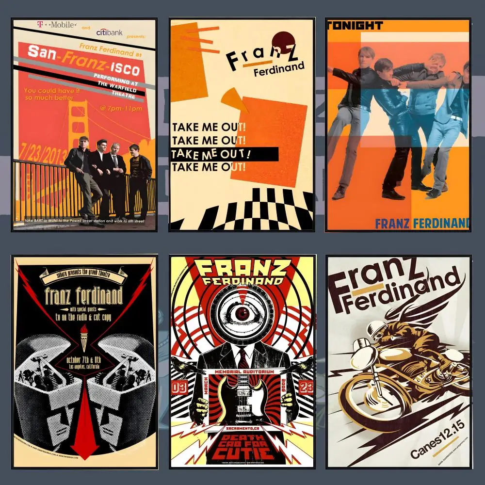 Band F-Franz F-Ferdinand Poster PP Self Adhesive Decorative Poster Waterproof Waterproof for Apartment Bedroom