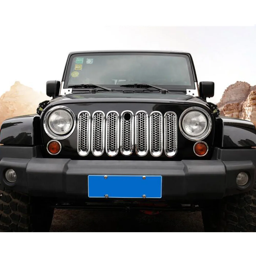 Car Front Head Light Lamp Detector Frame Stick Styling ABS Chrome Trim Molding For Jeep Wrangler JL 2018 2019 2020 2021 2022