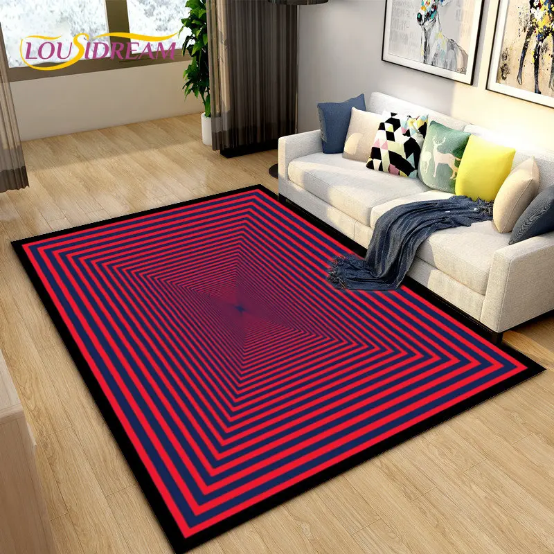 3D Vortex Illusion Area Rug,Carpet Rug for Living Room Bedroom,Abstract Geometric Optical Entrance Doormat Non-slip Floor Mat