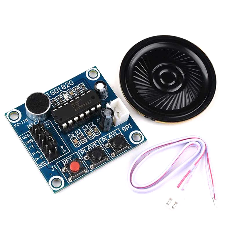 ISD1820 recording module voice module the voice board telediphone module board with Microphones + Loudspeaker