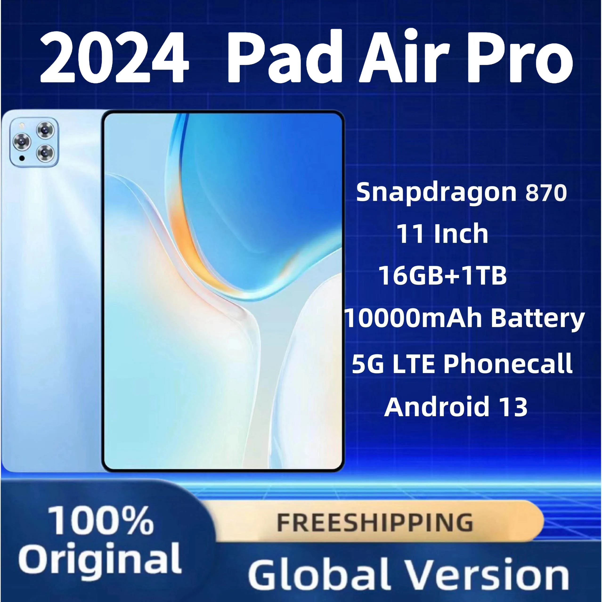 

2024 Original Version Tablet Pad Air Pro 11Inch 16GB+1TB Tablet Android 13 Core Pad Tablet PC Phone Dual Wifi Tablette PC