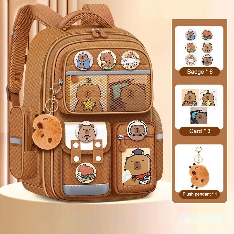 Cartoon Waterproof Capybara Backpack Large Capacity Alleviate Burden School Bag Protecting Spine Widen Straps Students Backpack