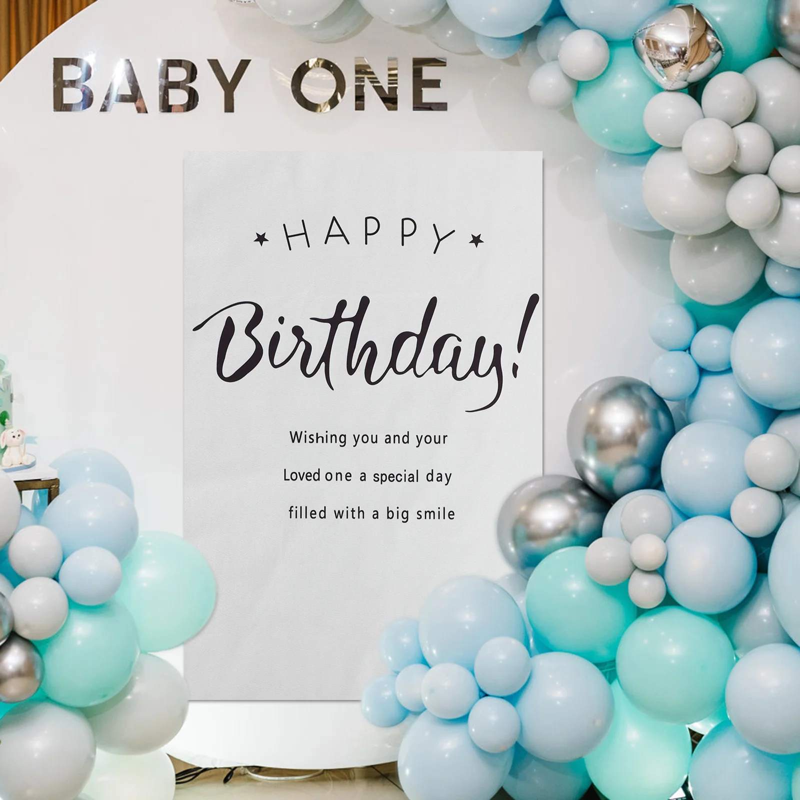 

Party Backdrop Happy Birthday Background Simple Birthday Photo Decoration Polyester Wall Hanging Party Supplies Decorative Props