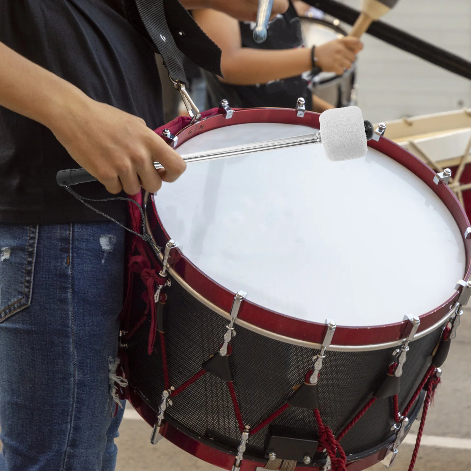 

Universal For Snare Marching Band Stainless Steel Design Wool Felt Head Pure Sound Comfortable Grip Performance Drumstick For