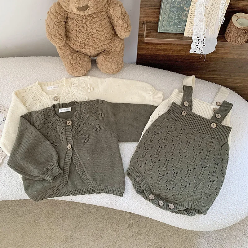 MILANCEL Baby Clothing Set Infant Girls Prom Sweaters Knit Bodysuit Girs Outfit