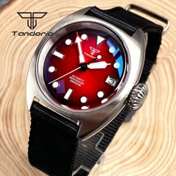 Tandorio NH35A Double Domed AR Sapphire 36mm 20Bar Dive Automatic Watch for Men Lady Red Blue Green Gradient Dial Nylon Strap