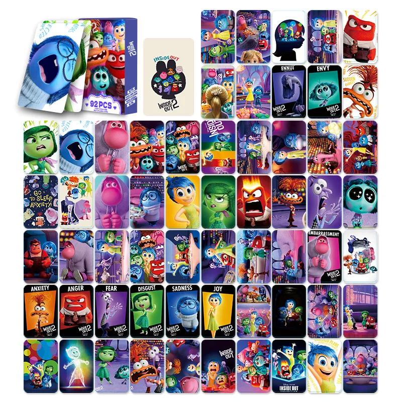 

92Pcs Inside Out Anger Joy Cartoon Double Sided Printing Laser Card Children's Collection Toy Small Card Photo Props Postcard