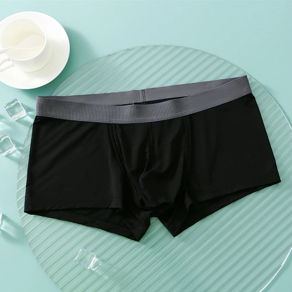 Men Breathable Open Fly Pouch Panties Shorts Bullet Separation Scrotum Physiological Underpants Briefs Ice Silk Knickers