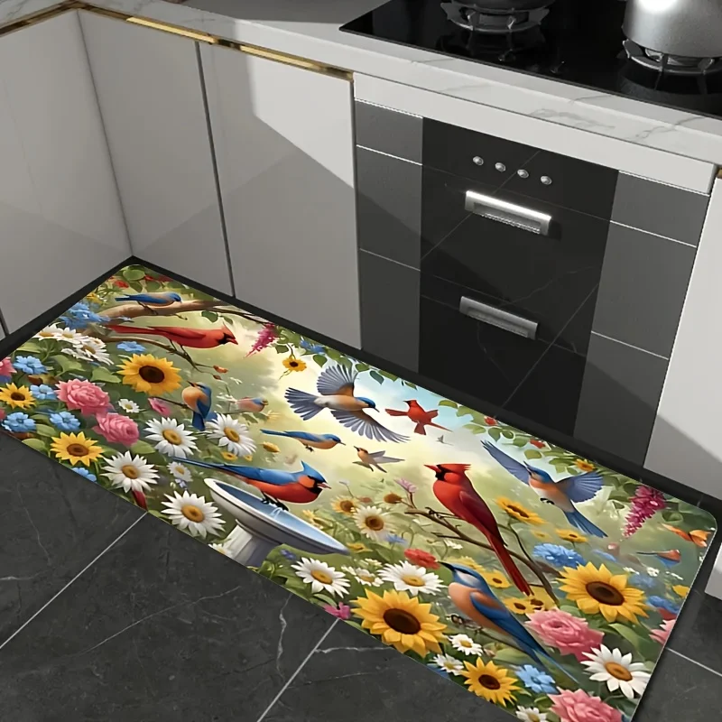 Vibrant Tropical Mixed Fruit Wooden Tray Realistic Print Long Floor Mat Black Base Fresh Fruit Pattern Kitchen Corridor Rug