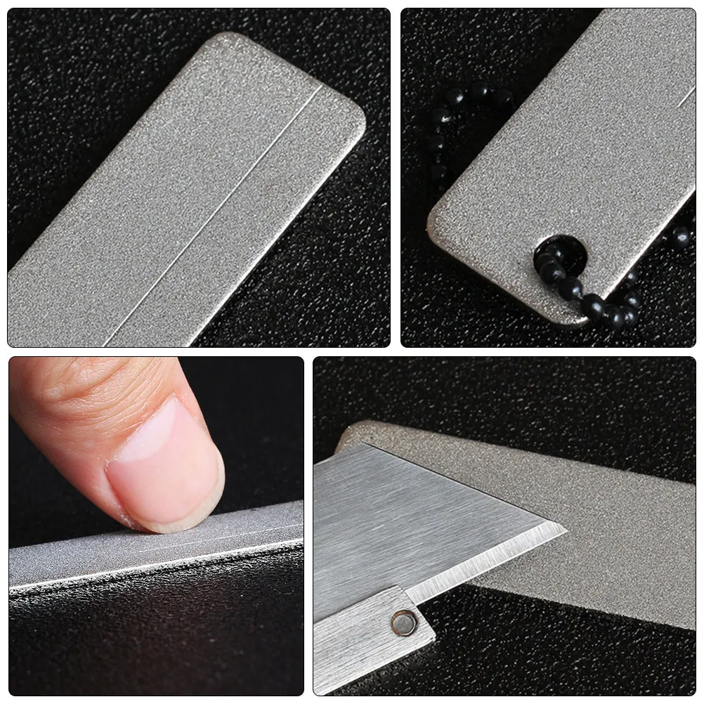 2Pcs High Strength Sharpening Stone Compact Design Easy Grip Tool for Keychain Outdoor Use Sharpening Stone Grinding Tool