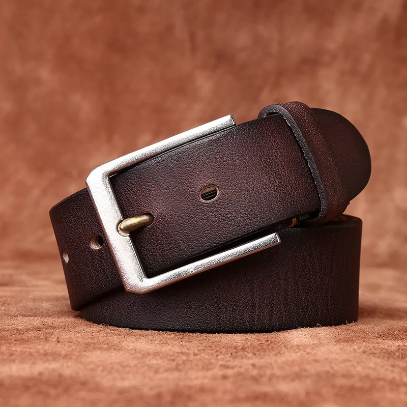 

3.8CM Genuine Leather Belt For Men High Quality Stainless Steel Buckle Jeans Cowskin Casual Belts Cowboy Waistband Male Designer