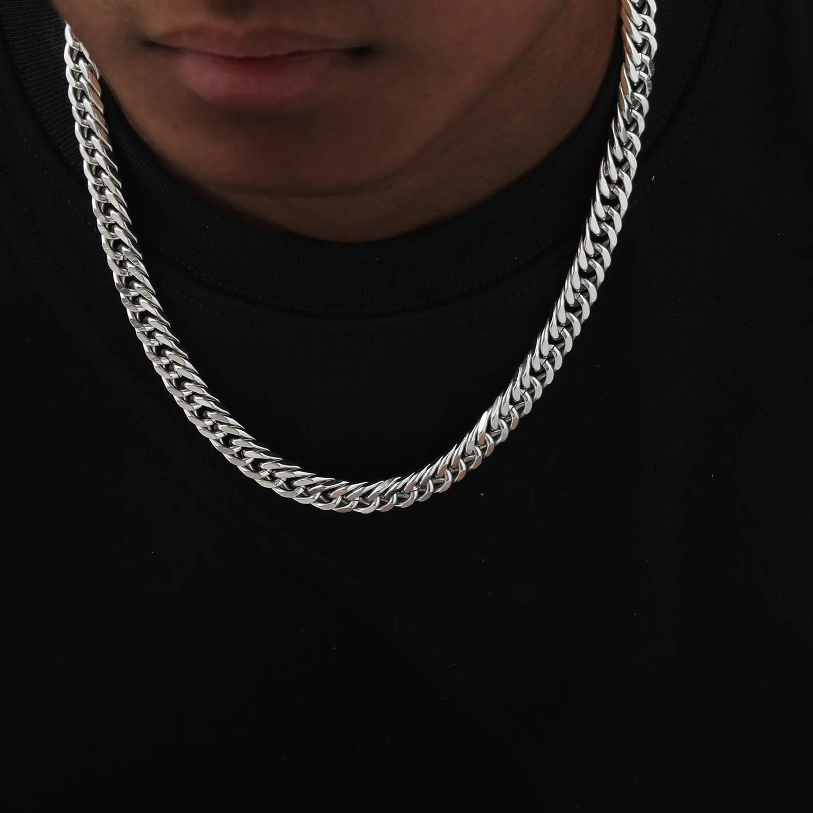Collane con catene a maglie cubane da 3-9 mm per uomo donna, girocolli con colletto a catena a maglie Miami in acciaio inossidabile, gioielli classici punk di base