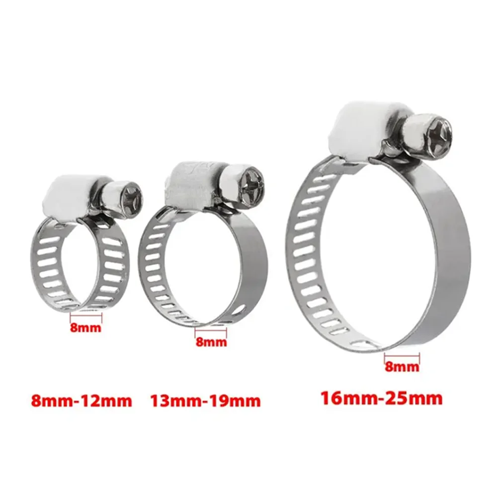 10-30Pcs Adjustable Stainless Steel Screw Band Hose Clamps Car Fuel Hose Clamps Pipe Clamp Worm Gear Clip Water Pipes Fasteners