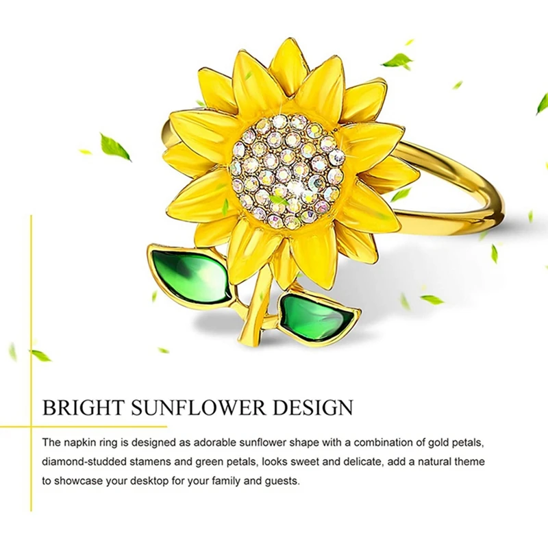 24 Pieces Sunflower Napkin Holder Rings Napkin Adornment For Wedding, Dinner Party, Mother' S Day, Birthday